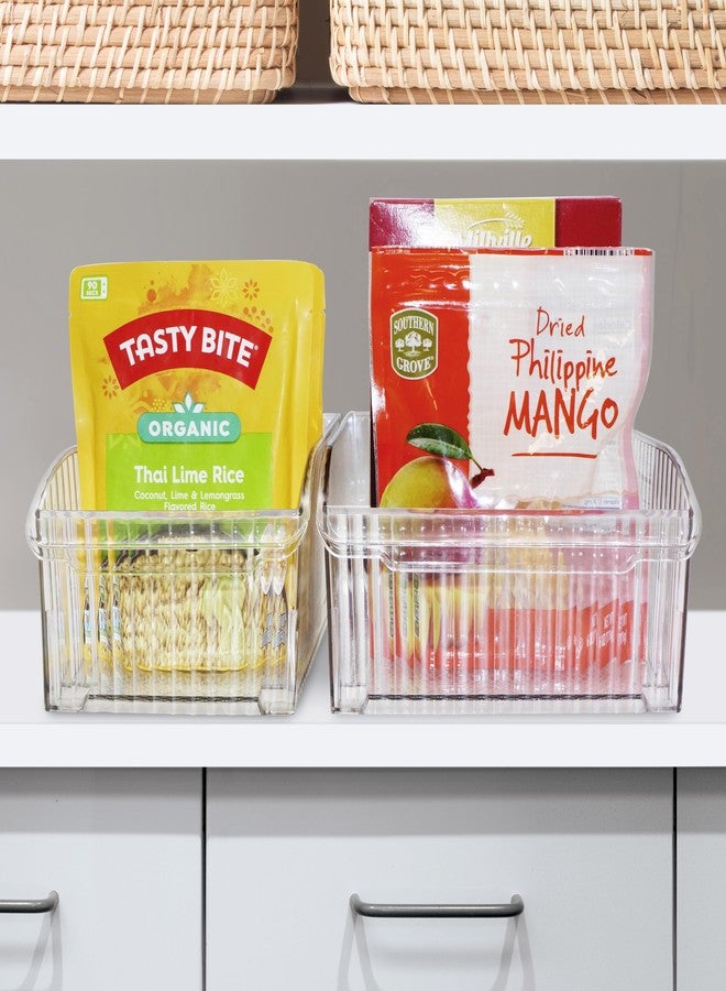 Oggi Easy Glide Fluted Storage Bin with Wheels - Clear, Ideal for Kitchen Organization, Pantry Storage, Fridge Organizing, Cabinet Storage - 12x8 - Image 2