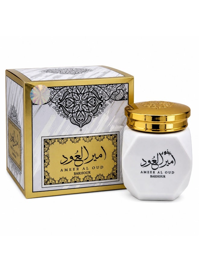 بخور أمير العود 40 جرام بخور عود سعودي فاخر لتعطير المنزل والمجالس والملابس برائحة عود شرقية ثابتة قوية ALMAS Perfumes