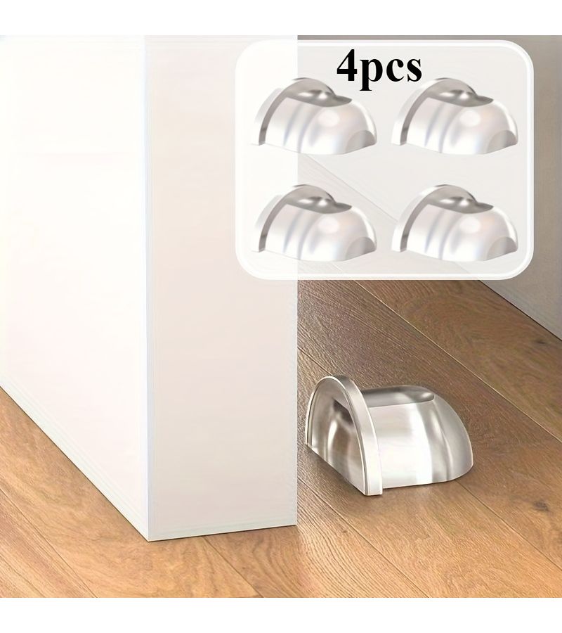 4 Pcs Door Stopper Set Self Adhesive Wall Protector Transparent Round Floor Buffer Door Knob Bumper Soft Silicone - Image 1