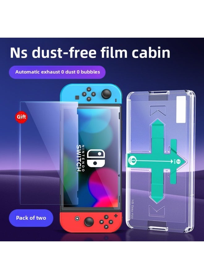 Generic Nintendo Switch Tempered Film Oled Protective Film Ns HD Seconds Sticker Game Machine Screen Automatic Sticker Artifact-Color:Two-piece Pack-Switch HD Film [Strong Anti-fingerprint/One-second Cover Paste] Send Second Paste To Dust-free Cabin  - Image 1