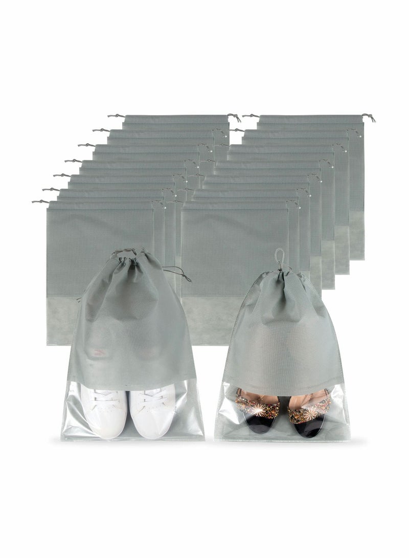 Zikra Travel Shoe Bag, 18 Pcs Non-Woven Dustproof with Rope Storage Bag, Portable Home Shoes Organizers, Men And Women Dustproof & Waterproof Sports Shoe Bags for Packing - Image 1