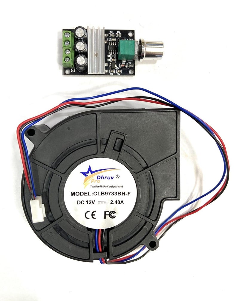 DHRUVPRO Ball Bearing DC 12V 240A High Speed 4500 RPM 3Pin Air Blower Fan PWM 3A Speed Controller - Image 1
