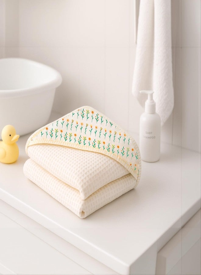 TIDY SLEEP Waffle Design Baby Bath Towel - Ultra Soft, Highly Absorbent Flora - Image 1