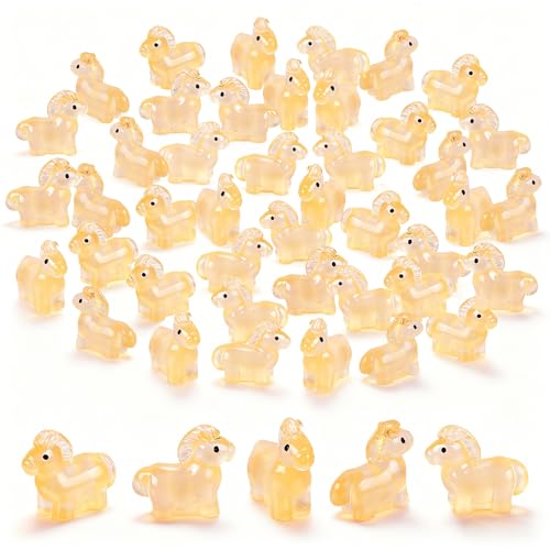 HOMICO 50 Pieces Mini Horse Animals Decor Luminous Mini Resin Animals for Dollhouse Micro Fairy Garden Landscape Aquarium Party Decorations - Image 1