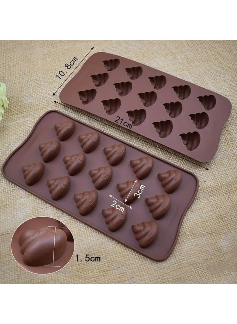 Goolsky 1pc 15 Cavity Funny Poop Faeces Shape Food Grade Silicone Cake Mold Chocolate Candy Silicone Mold DIY Kitchen Bakeware Baking Tools - Image 2