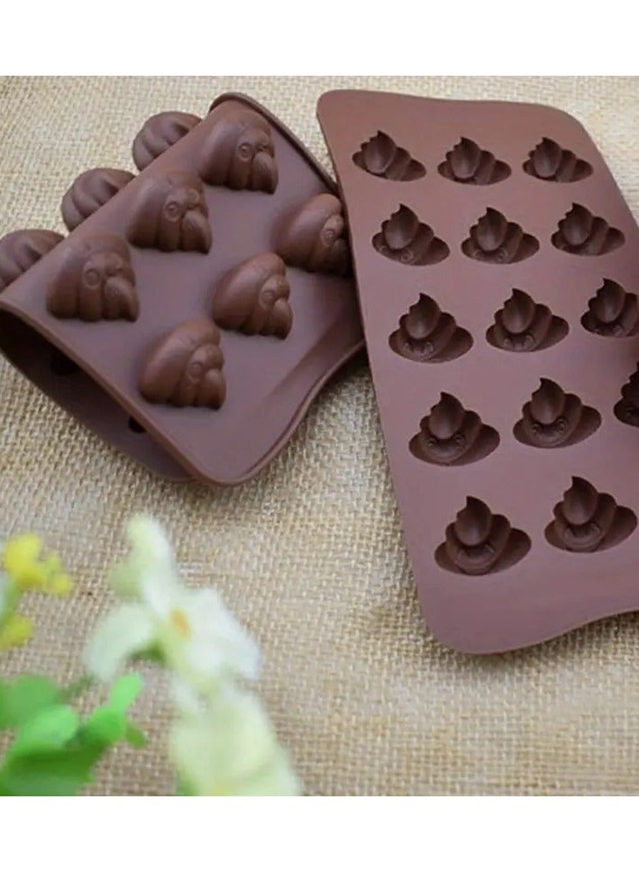 Goolsky 1pc 15 Cavity Funny Poop Faeces Shape Food Grade Silicone Cake Mold Chocolate Candy Silicone Mold DIY Kitchen Bakeware Baking Tools - Image 1
