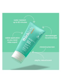 Thinksport Thinksport Kids SPF 50+ Mineral Sunscreen – Safe, Natural Sunblock for Children - Water Resistant Sun Cream – Broad Spectrum UVA/UVB Sun Protection – Reef Friendly Sun Lotion, 6oz  - Image 2