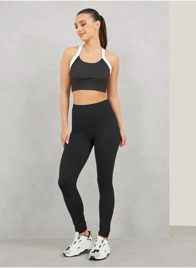 ستايلي Broad Waistband Rise & Run Printed Hem Legging