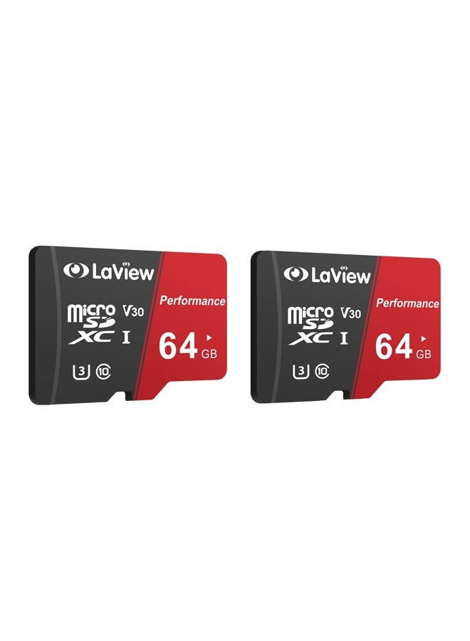 LaView 64GB Micro SD Card 2 Pack, Micro SDXC UHS-I Memory Card – 95MB/s,633X,U3,C10, Full HD Video V30, A1, FAT32, High Speed Flash TF Card P500 for Computer with Adapter/Phone/Tablet/PC  - Image 1