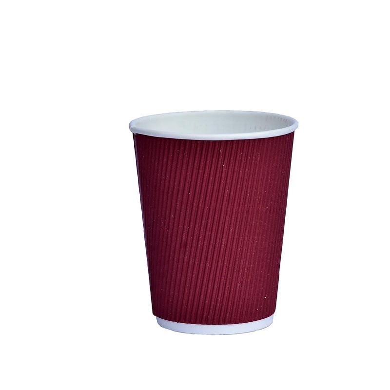 SEZ 250 ML Mehroon Ripple Paper Disposable Coffee Cups for Event Wedding Party and Office use Pack of 500 - Image 1