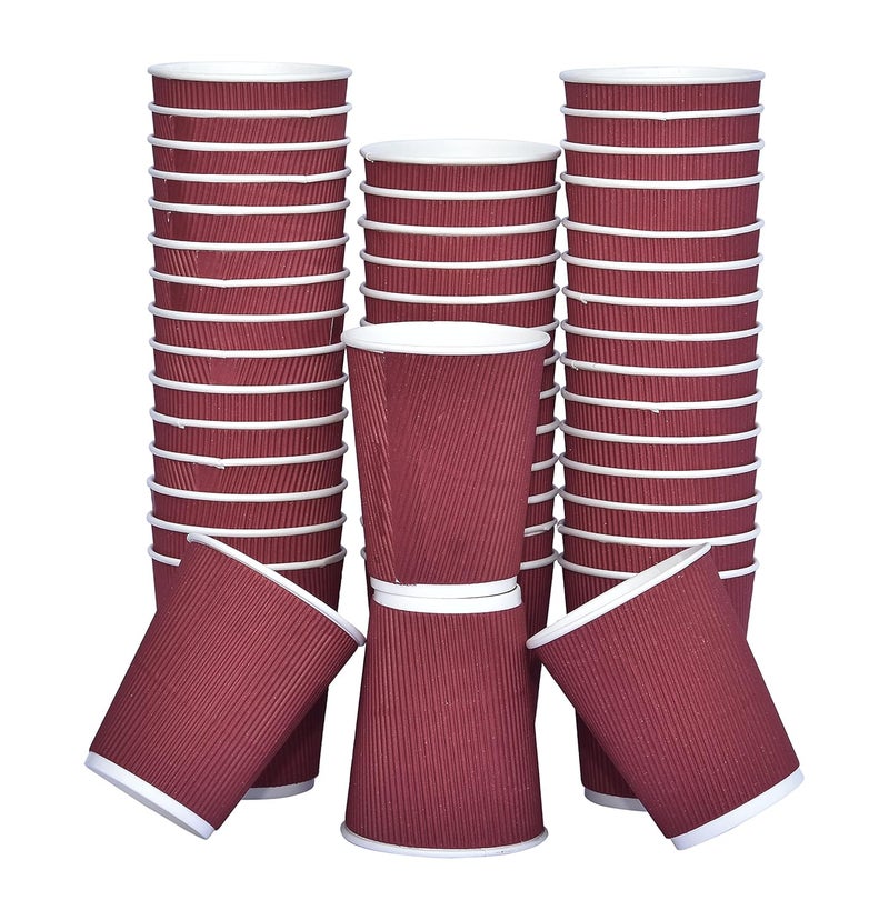 SEZ 250 ML Mehroon Ripple Paper Disposable Coffee Cups for Event Wedding Party and Office use Pack of 500 - Image 3