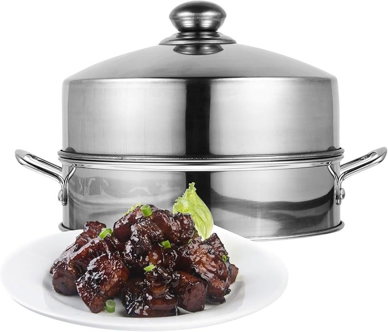 سلة بخارية من الفولاذ المقاوم للصدأ مع غطاء للخضروات والزلابيا والمأكولات البحرية للطهي الصحي - Image 4