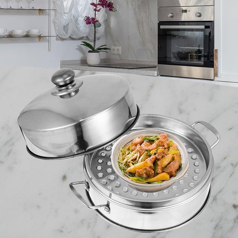 سلة بخارية من الفولاذ المقاوم للصدأ مع غطاء للخضروات والزلابيا والمأكولات البحرية للطهي الصحي - Image 5