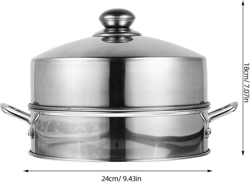 سلة بخارية من الفولاذ المقاوم للصدأ مع غطاء للخضروات والزلابيا والمأكولات البحرية للطهي الصحي - Image 3