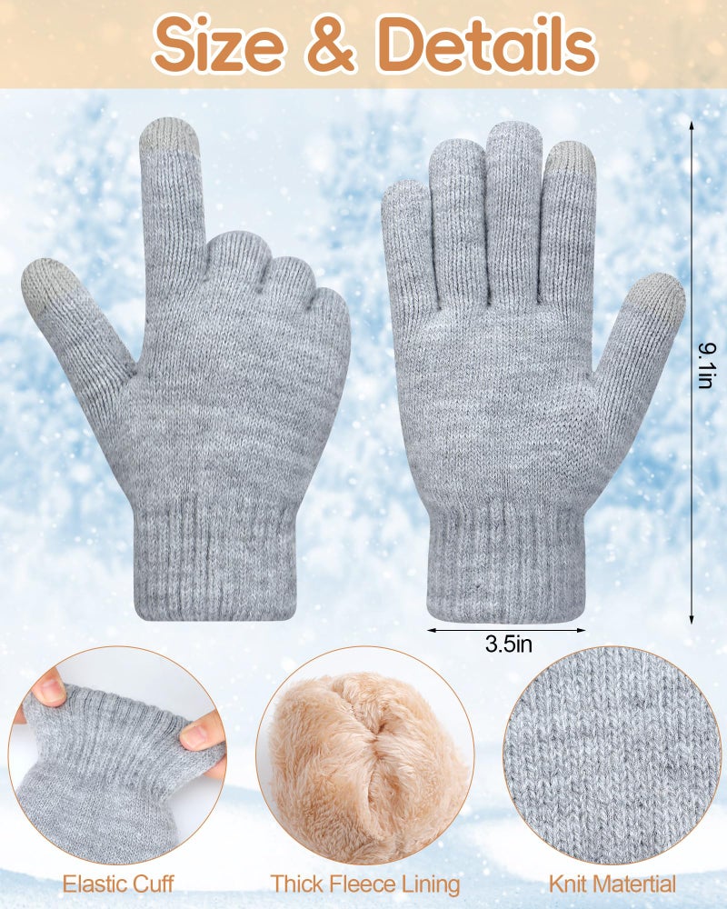 Chuarry 6 Pairs Winter Fleece Lined Gloves for Women Knit Thermal Gloves Warm Dual Layer Winter Accessories for Cold Weather(Classic) - Image 4