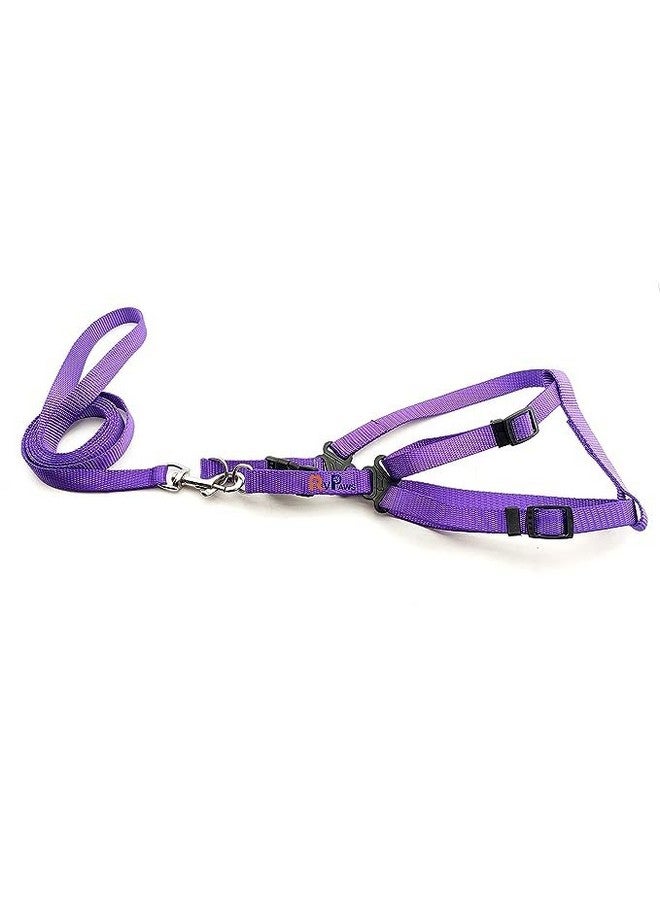 مجموعة حزام ومقود للكلاب بنمط شريط نايلون 15 مم من الراديوم/العاكس، مثالية للجراء والكلاب من السلالات الصغيرة (أرجواني) - Image 4