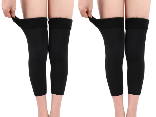 CLUZE Unisex Knee and Elbow Warmers for Winter | Thermal Fleece Lined Knee Pads & Elbow Sleeves | Soft Stretchable for Pain Relief, Comfort & Warmth | Black & Skin (Pack of 2) (BLACK, FREE SIZE) - Image 1