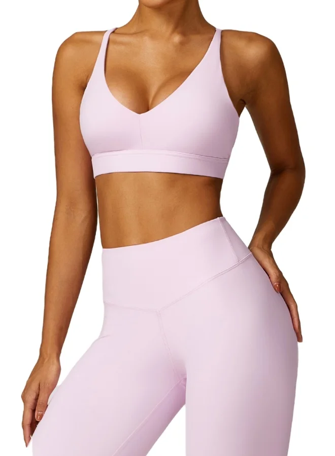 كون.يوغا Womens Striped Back Sports Bra - Padded Low Impact Workout Yoga Bra with Removable Built in Bra