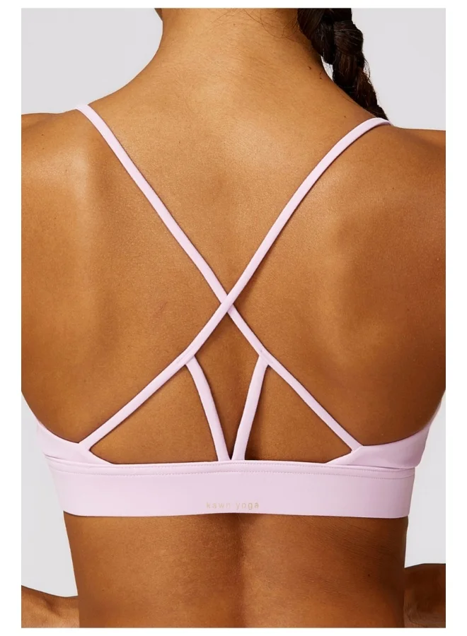 كون.يوغا Womens Striped Back Sports Bra - Padded Low Impact Workout Yoga Bra with Removable Built in Bra