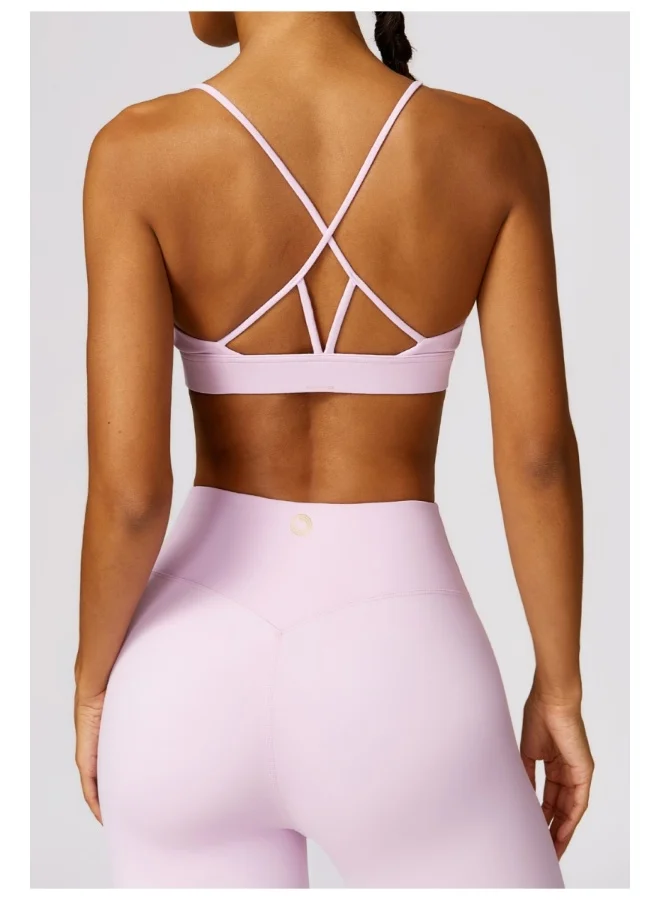 كون.يوغا Womens Striped Back Sports Bra - Padded Low Impact Workout Yoga Bra with Removable Built in Bra