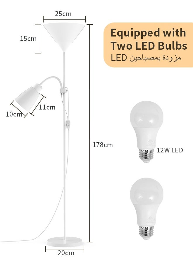 Sumkyle - Floor Lamp, Modern Design Standing Lamp, White Lampshade, Tall Lamp, Suitable for Living Room/Bedroom/Study/Office White 178 cm - Image 1
