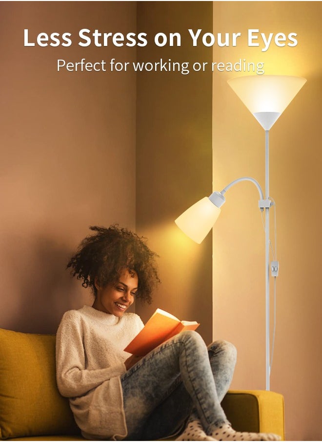 Sumkyle - Floor Lamp, Modern Design Standing Lamp, White Lampshade, Tall Lamp, Suitable for Living Room/Bedroom/Study/Office White 178 cm - Image 1