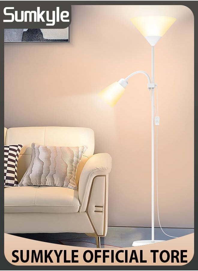 Sumkyle - Floor Lamp, Modern Design Standing Lamp, White Lampshade, Tall Lamp, Suitable for Living Room/Bedroom/Study/Office White 178 cm - Image 1