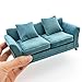 iLAND Modern Dollhouse Furniture on 112 Scale of Miniature Sofa for Dollhouse Living Room Turquoise Blue Velvet - Image 4