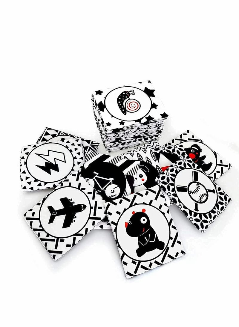 Black White Soft Flash Cards with Cloth Storage Bag for Baby and Infant, High Contrast Newborn Gift for Boys and Girls  - Image 1