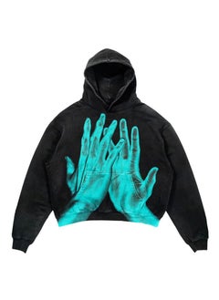 New Hiphop Green Zip Hoodie Men Urban Harajuku Anime Print Long Sleeve 37 Black Washed Old Hoodie