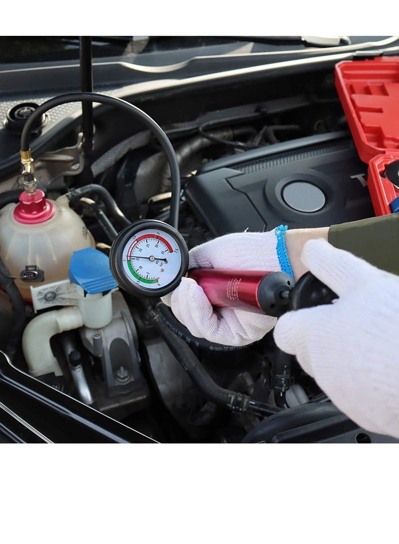 رينوفو مجموعة ادوات اختبار نظام تبريد السيارات 14 قطعة مع مجموعة ادوات اختبار ضغط المبرد مع مضخة يدوية من الالومنيوم ومحولات - Image 5