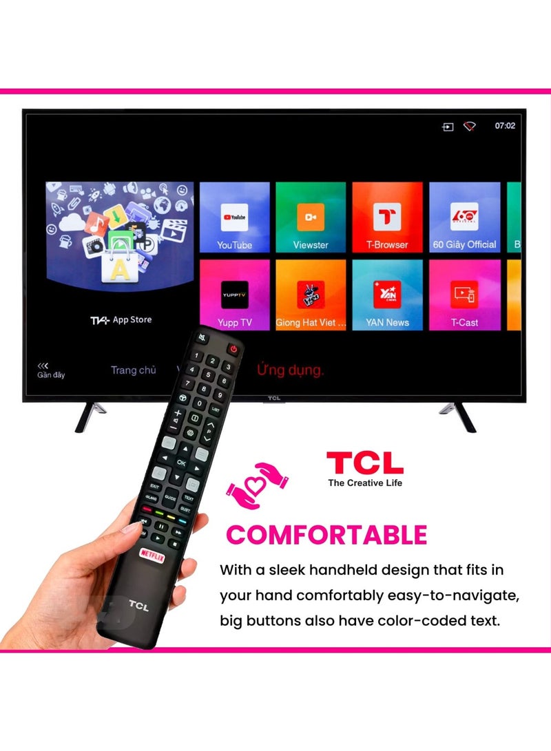 ريموت كنترولز جهاز تحكم عن بُعد لتلفزيون TCL الذكي – متوافق مع جميع شاشات LED وLCD وUHD - Image 3