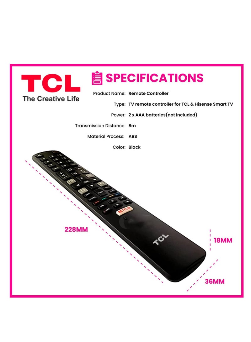 ريموت كنترولز جهاز تحكم عن بُعد لتلفزيون TCL الذكي – متوافق مع جميع شاشات LED وLCD وUHD - Image 2