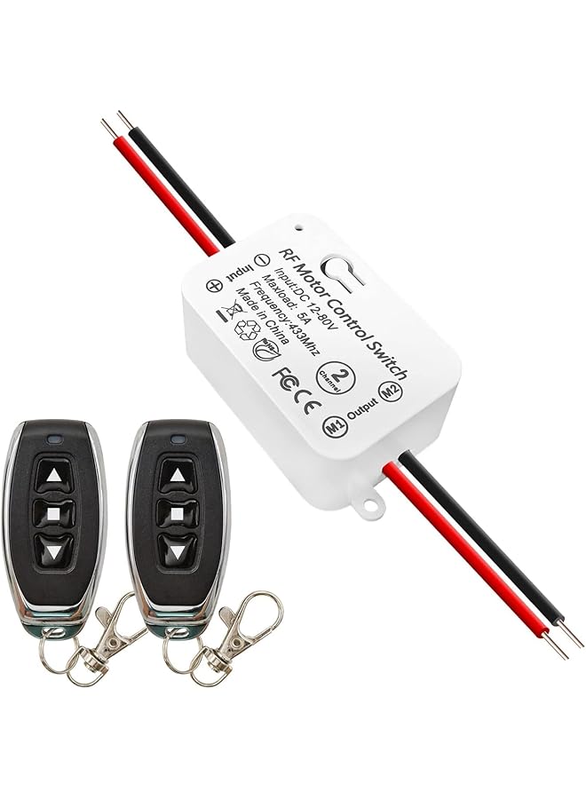 erorex Wireless Dc Motor Remote Control Switch Dc 12V 80V 5A Relay Receiver Controller With 2 Transmitters Radio Control Motor Move Forward And Reverse - Image 1