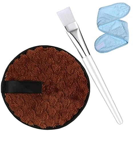 Rinpoche Makeup Remover Sponge and Facial Hair Band Plastic Handle Mask Applicator Brush Cotton Pads Perfect for Salon Womens and Girls Multicolor Pack Of 3