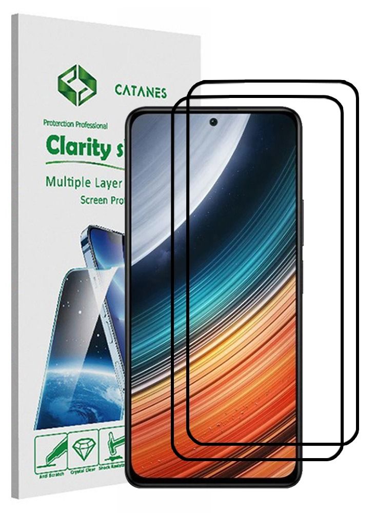 CATANES 2 Pack For Xiaomi Redmi K40S Screen Protector Tempered Glass Full Glue Back - Image 1