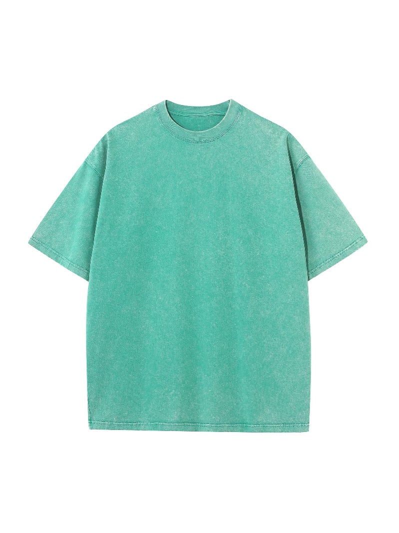 270G Washed Old Fried Snowflake Cotton Short Sleeve American Retro T-Shirt Men'S And Women'S Loose Oversize - Image 3