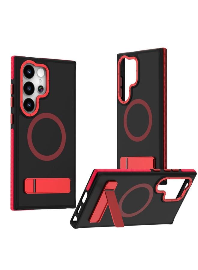 S-TOP Case For Samsung Galaxy S25 Ultra 5G Dual-Color Skin Feel Magsafe Phone Case with Holder