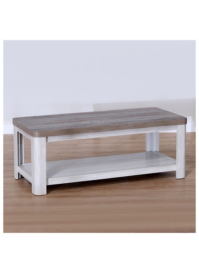 DANUBE HOME Olivos Coffee Table With Shelf Multi Functional Living Room Desk Space Saving Center Table Furniture For Home Living Room L 120 x W 54 x H 45 cm Ash Grey / Oak  - Image 2