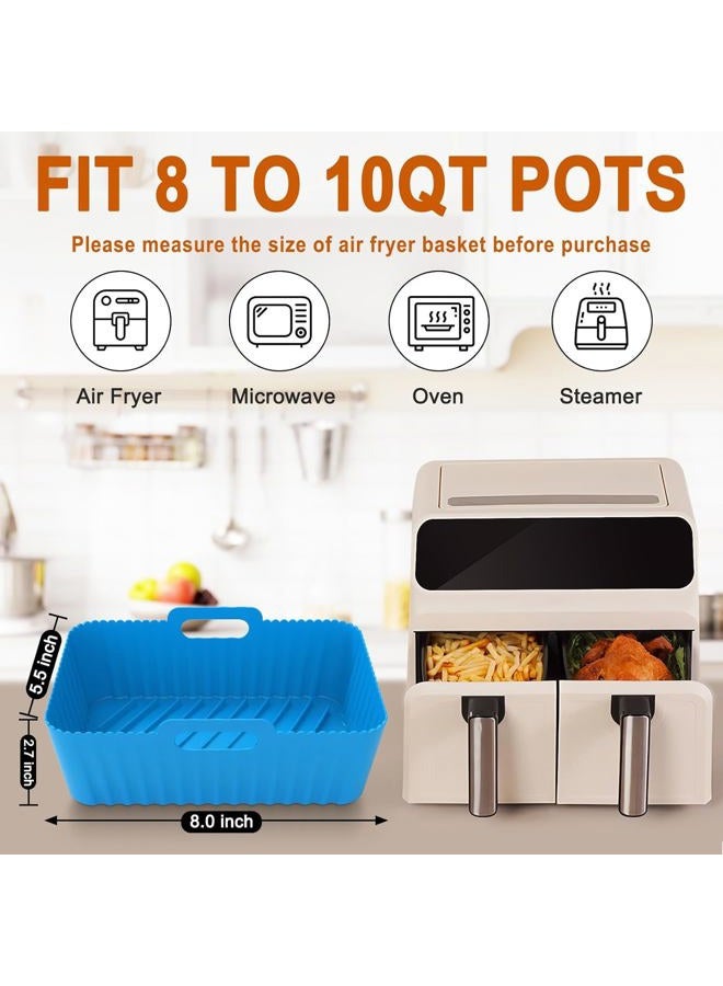 Seropy Silicone Air Fryer Liners Rectangle 2 Pack 8.6 Inch Airfryer Liners 8-10 QT Dual Air Fryer Liners Reusable Pot Oven Liner Backing Tray, Air Fryer Basket Silicone Mat Bowl Air Fryer Accessories Kitchen - Image 2
