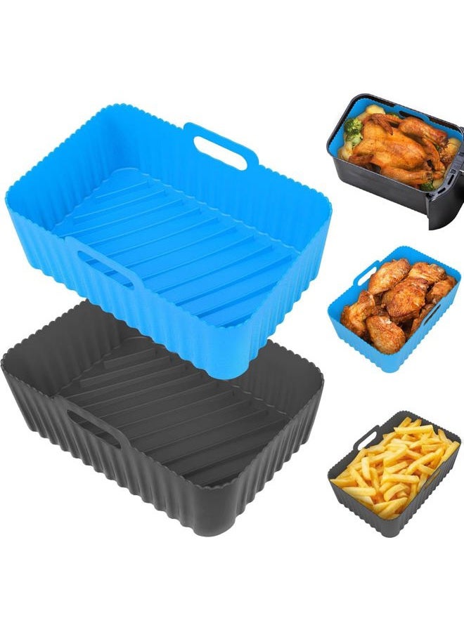 Seropy Silicone Air Fryer Liners Rectangle 2 Pack 8.6 Inch Airfryer Liners 8-10 QT Dual Air Fryer Liners Reusable Pot Oven Liner Backing Tray, Air Fryer Basket Silicone Mat Bowl Air Fryer Accessories Kitchen - Image 1