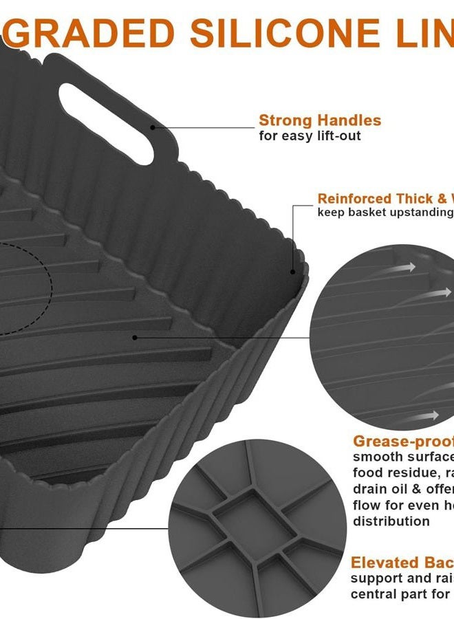 Seropy Silicone Air Fryer Liners Rectangle 2 Pack 8.6 Inch Airfryer Liners 8-10 QT Dual Air Fryer Liners Reusable Pot Oven Liner Backing Tray, Air Fryer Basket Silicone Mat Bowl Air Fryer Accessories Kitchen - Image 3