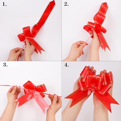 Chocozone 100Pcs Pull Flower Ribbon for Gift Wrap & Decoration Multicolor Pull Ribbon Bows (Size : 15) Pull Ribbons for Gift Wrapping (Red) - Image 2