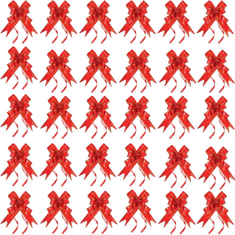 Chocozone 100Pcs Pull Flower Ribbon for Gift Wrap & Decoration Multicolor Pull Ribbon Bows (Size : 15) Pull Ribbons for Gift Wrapping (Red) - Image 1
