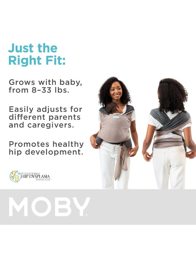 Moby Baby Wrap Carrier Reversible for Newborns to Toddlers (8-33lbs), Infant Sling Carrier, Ultra Lightweight & Hands Free Design, Adjustable for All Body Types (Taupe/Charcoal) - Image 3