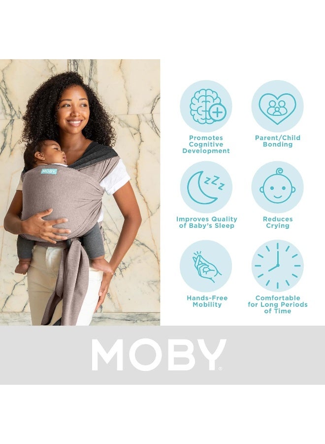 Moby Baby Wrap Carrier Reversible for Newborns to Toddlers (8-33lbs), Infant Sling Carrier, Ultra Lightweight & Hands Free Design, Adjustable for All Body Types (Taupe/Charcoal) - Image 2