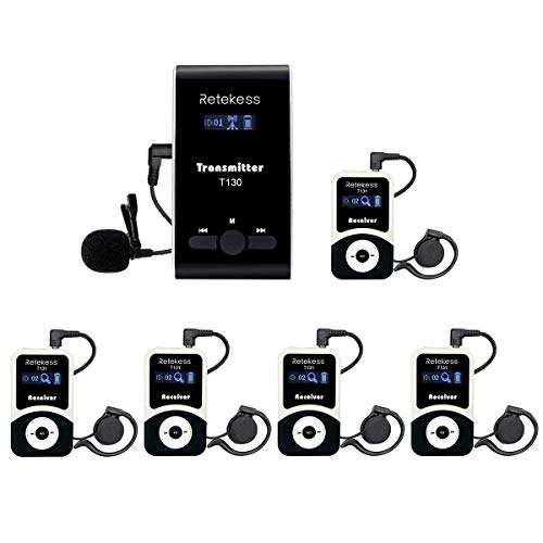 Retekess T130 Church Translation Device, Tour Guide System Rechargeable, Simple Basic, Clear Sound Quality, Whisper Devices for Church, Factory, School (1 Transmitter 5 Receivers) - Image 1