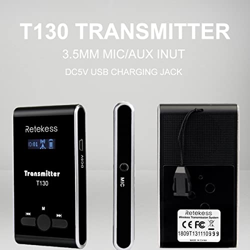 Retekess T130 Church Translation Device, Tour Guide System Rechargeable, Simple Basic, Clear Sound Quality, Whisper Devices for Church, Factory, School (1 Transmitter 5 Receivers) - Image 4