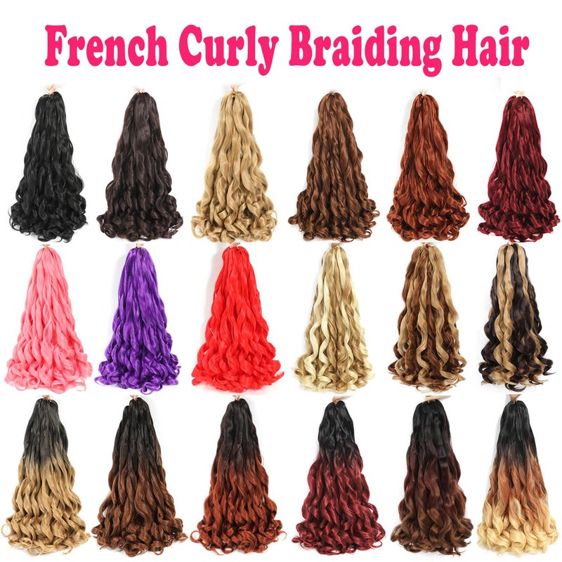 conrora French Curly Braiding Hair 24 Inch 8 Packs - Pre Stretched Bouncy Braiding Hair- Loose Wavy Synthetic Hair (24 inch 4/30) - Image 5