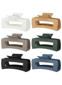 Sisiaipu 4 Inch Big Hair Claw Clips 6 Pcs Large Claw Clips for Thick Hair Square Hair Clips for Women Rectangle Hair Clips Nonslip Acrylic Banana Jaw Clips Hair Accessories for Girls Neutral 